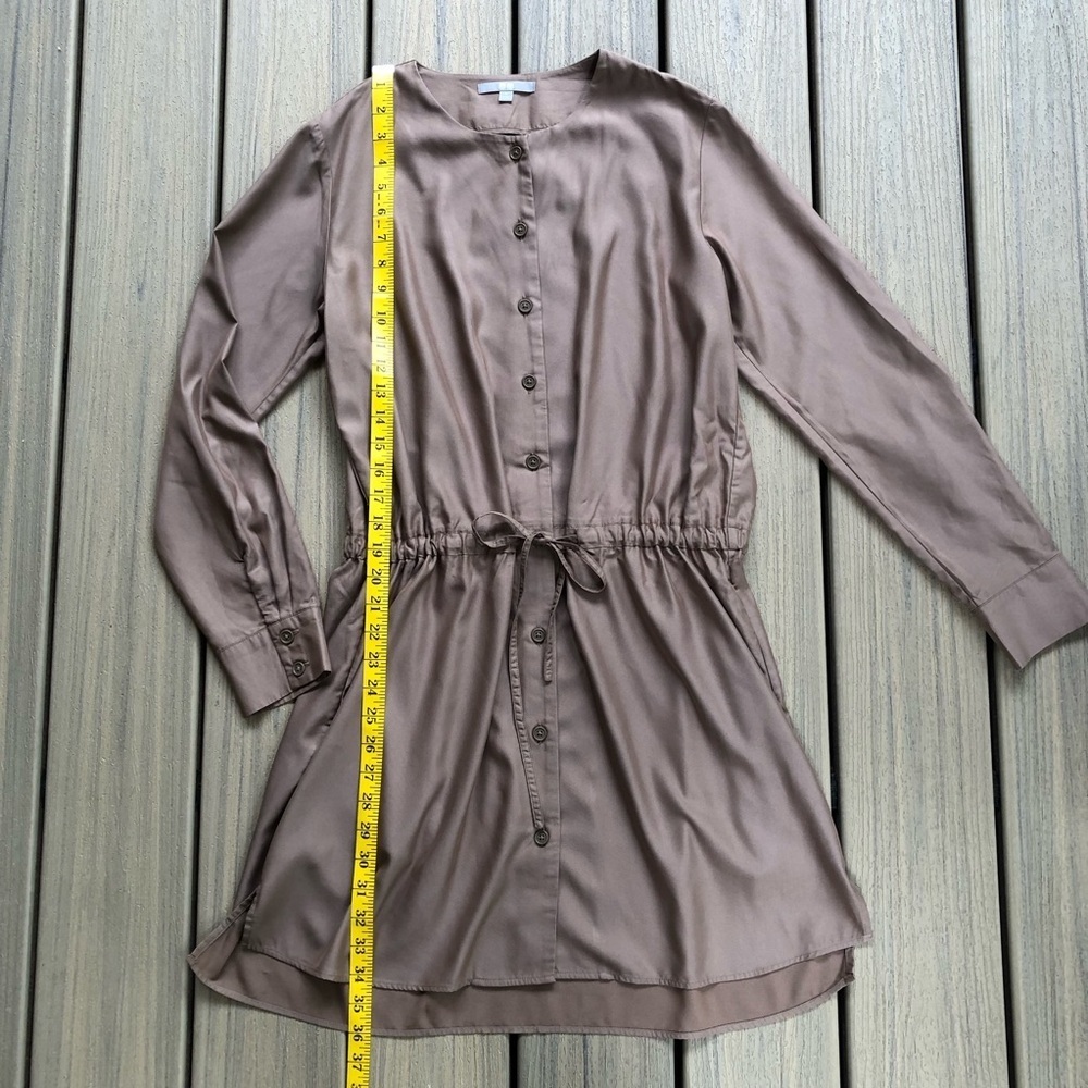 Uniqlo Medium Brown Long Sleeve Button Front Dress Size M - Picture 7 of 10